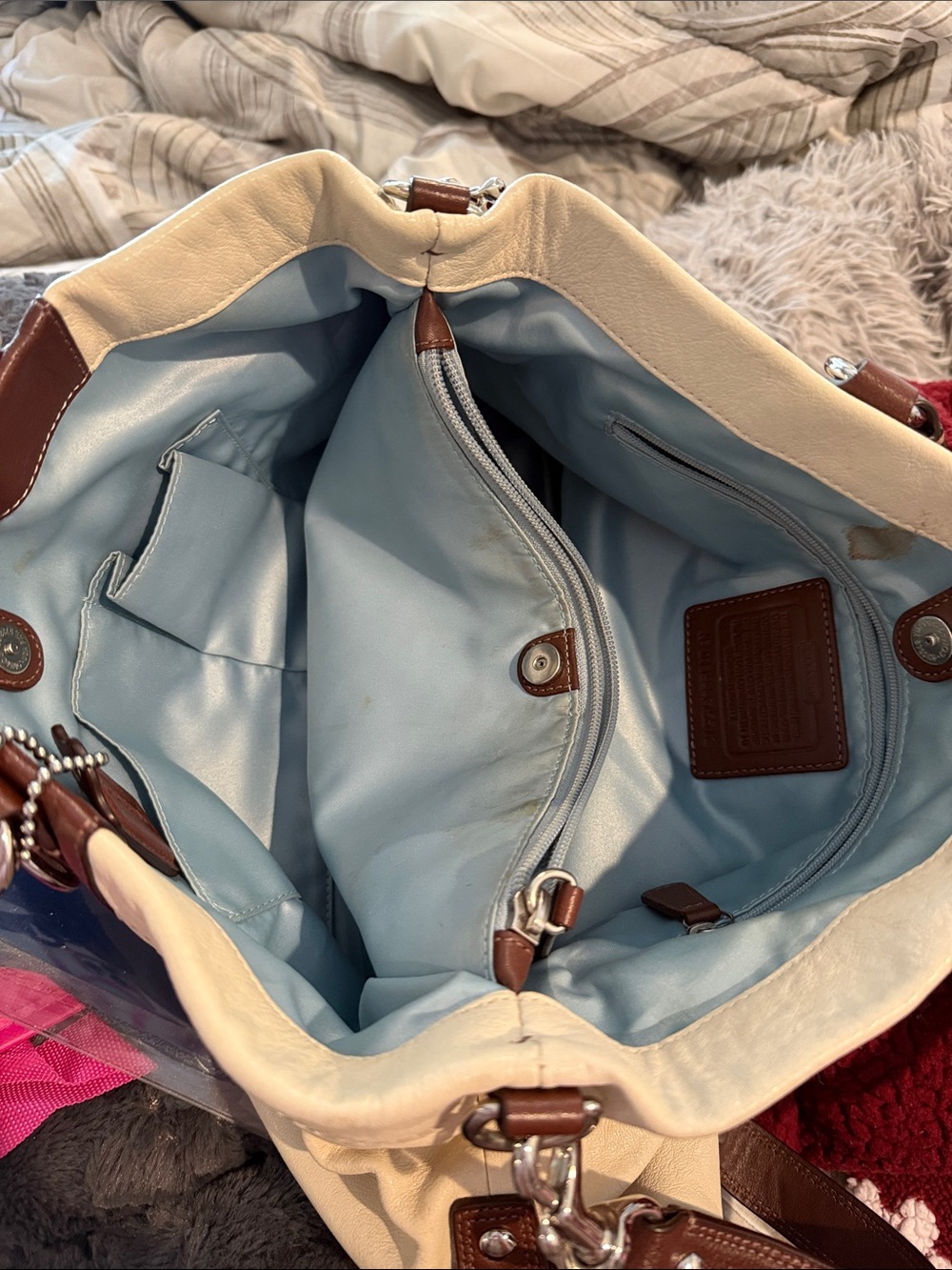 Coach Beige and Brown Leather-Trim Convertible Shoulder Bag - Picture 2 of 2